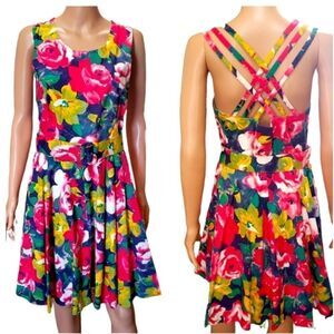 Robinson’s Floral Multiple Crisscross Back Summer Dress LARGE